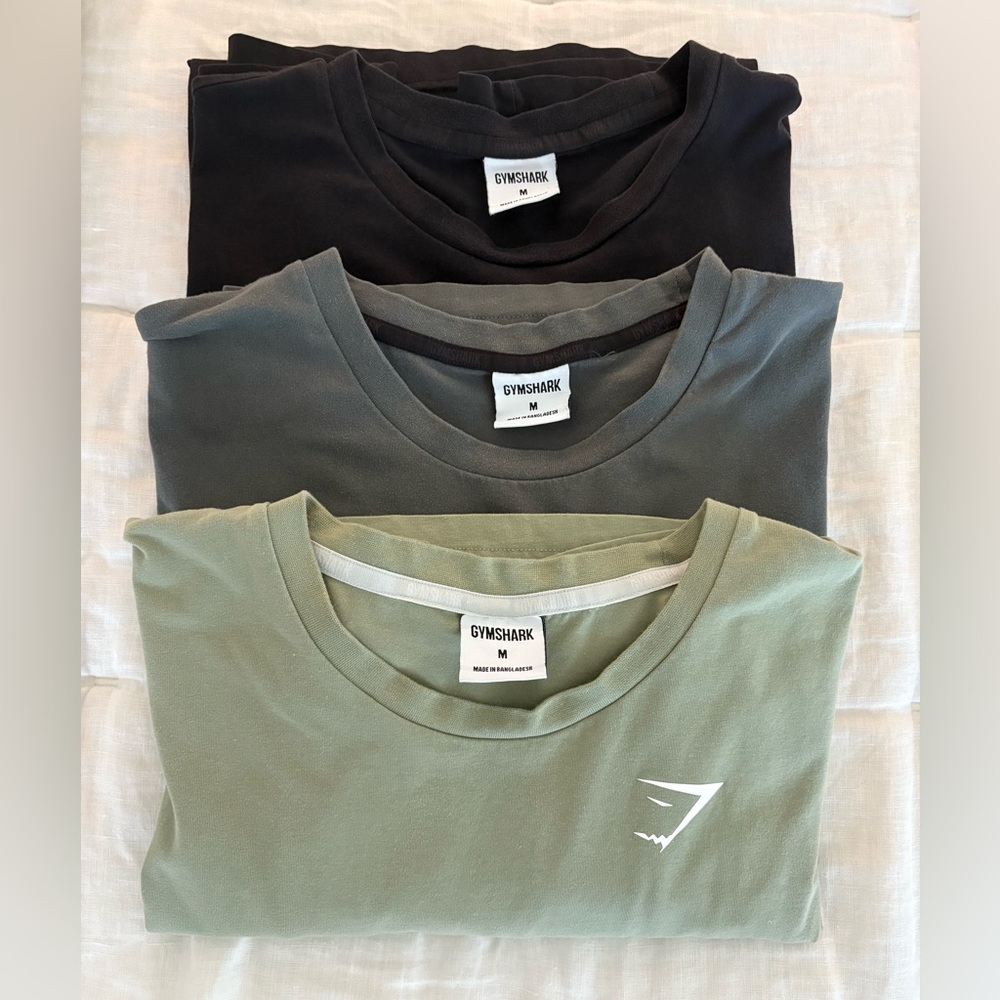 Gymshark Men's Short Sleeve Tees - Black, Gray, Olive